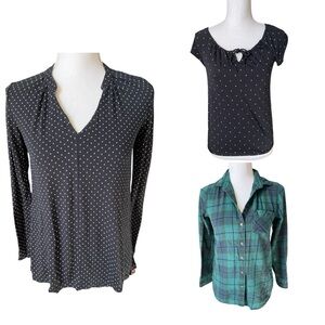 Old Navy polka dot plaid button down tops cottage chic